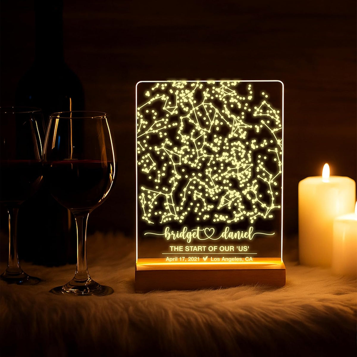 Personalized Star Map LED Sign with Date, Custom Night Sky Gift for Couples