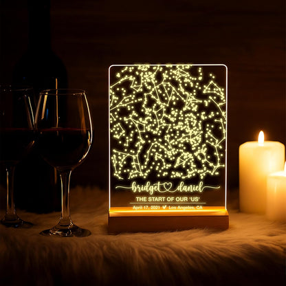 Personalized Star Map LED Sign with Date, Custom Night Sky Gift for Couples