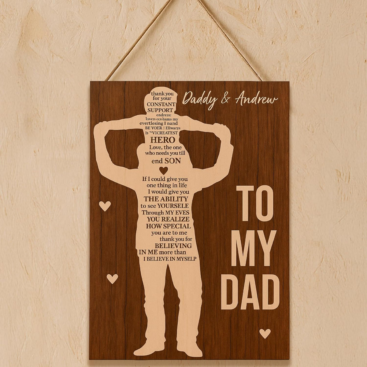 Personalized Wooden Sign for Dad – Custom Thank You for Your Constant Help Wall Plaque – Unique Father’s Day Gift from Daughter or Son – Rustic Decor for Garage, Office, Workshop or Man Cave