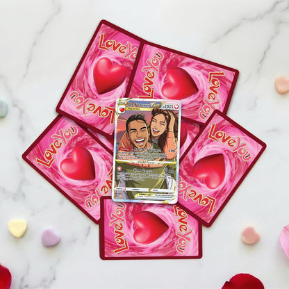 Custom Anime Couple Trading Card – Personalized Valentine’s Day Gift for Boyfriend Girlfriend Husband Wife – Funny Custom Love Card with Name Photo Ability Text – Wallet Size Keepsake