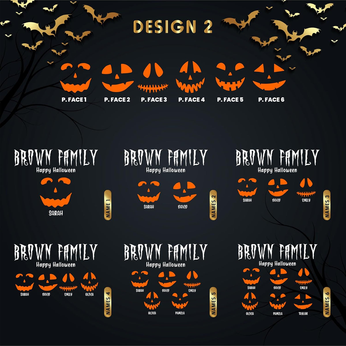 Zexpa Apparel Personalized Halloween Pot with Family Names Gifts for Gradma, Dad, Mom - Candy Bowl Customized Ghost Gift Idea for Families, Pumpkin, Put The Candies, Trick or Treat, Add Text