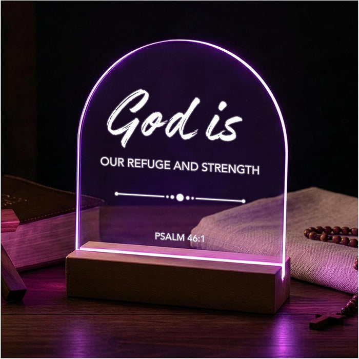Bible Verse Night Light, Christian LED Acrylic Sign with Scripture, Choose Verse from Options, Religious Gift for Her Him, Faith Home Decor, Prayer Room Shelf Accent, Optional LED Base
