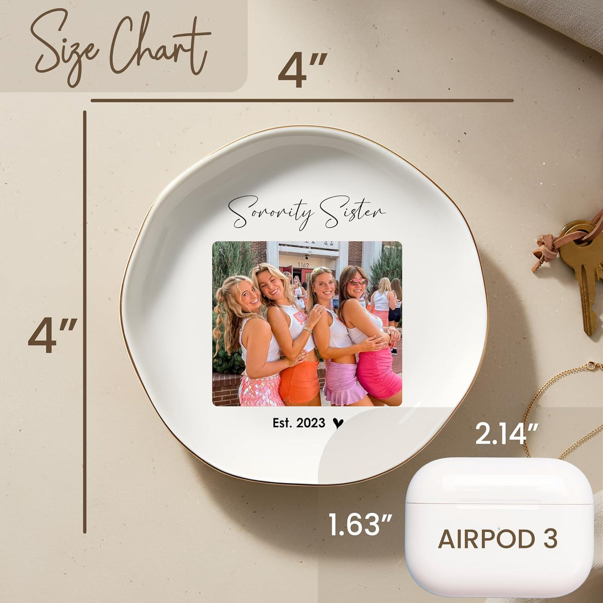 Personalized Ring Dish with Name, Custom Jewelry Tray Gift for Women, Bridesmaids, Mom, Grandma, or Best Friends