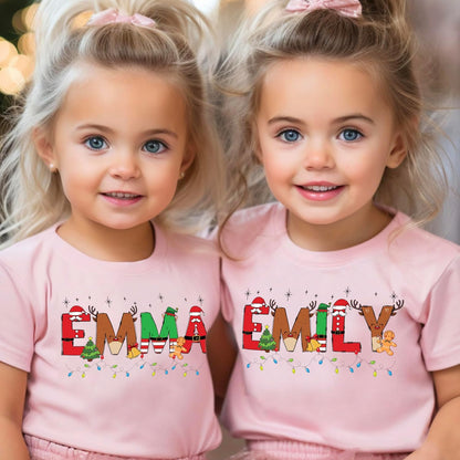 Personalized Christmas Toddler T-Shirt, Custom Xmas Holiday Outfit White