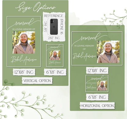 Personalized Photo Memorial Reserved Sign, Custom In Loving Memory Wedding