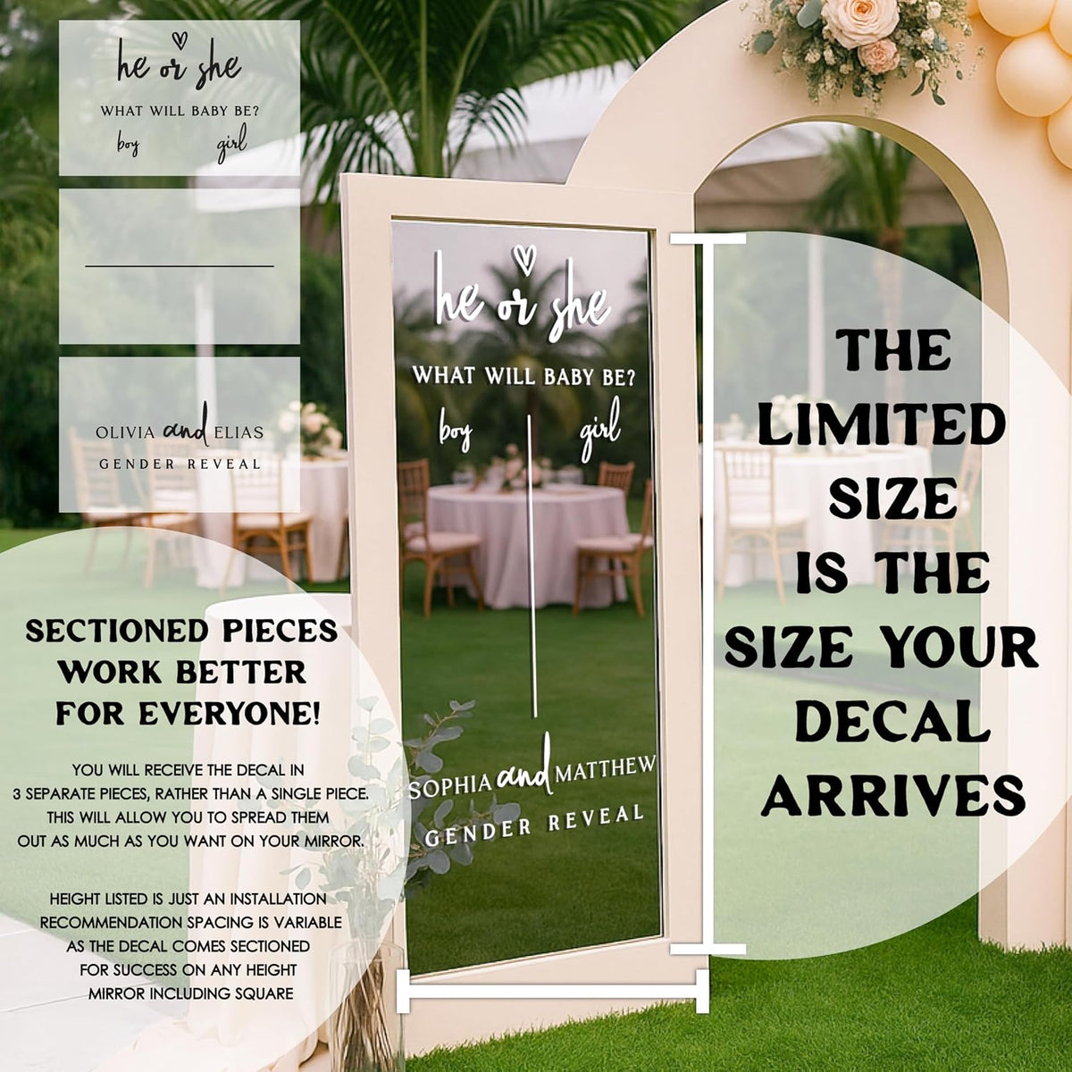 Personalized Baby Shower Mirror Decal – Custom Vinyl Sticker for Welcome Sign, Gender Reveal or Hello Baby Party – Add Name & Date – Baby Girl or Boy Shower Decoration – Mirror Not Included