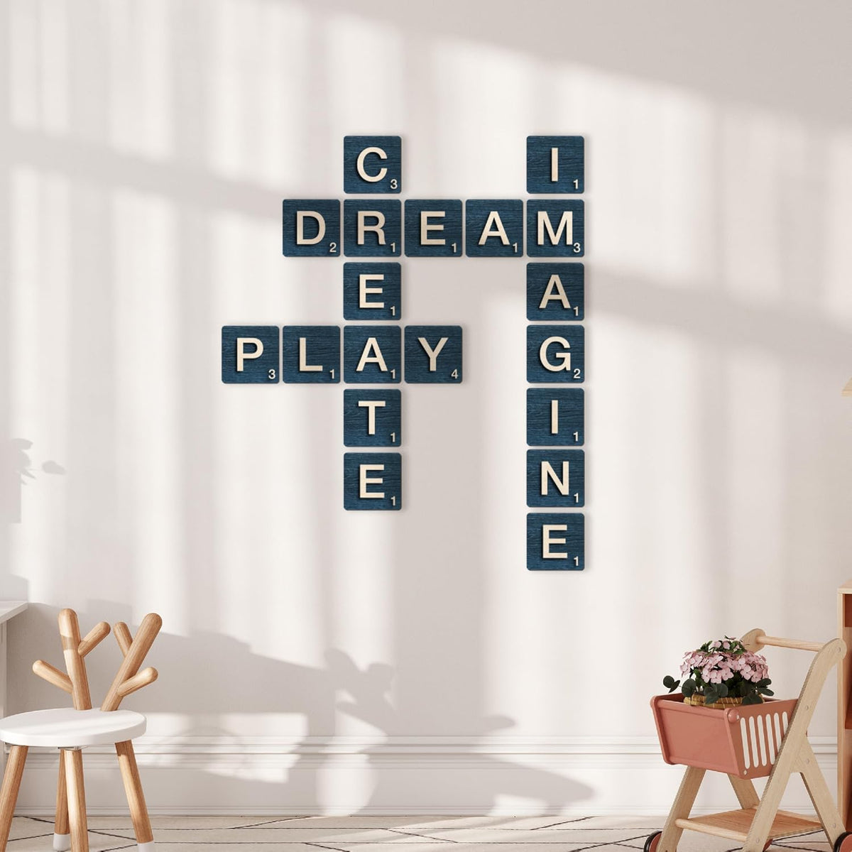 Personalized Wood Wall Tiles with Name, Custom Family Home Decor