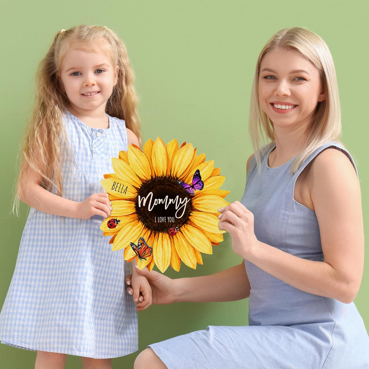 Personalized Sunflower Wood Sign with Name, Custom Gift for Mom and Grandma