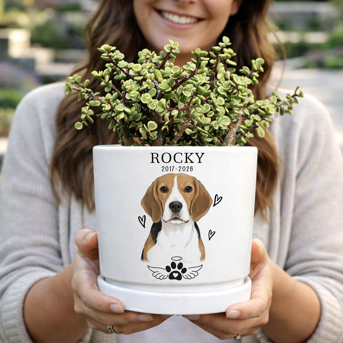 Zexpa Apparel Personalized Flower Pot for Grandma, Mom or Nana, Custom Birth Month Flower Planter with Names, Unique, Mother’s Day, Birthday or Holiday Present, Ceramic Pot