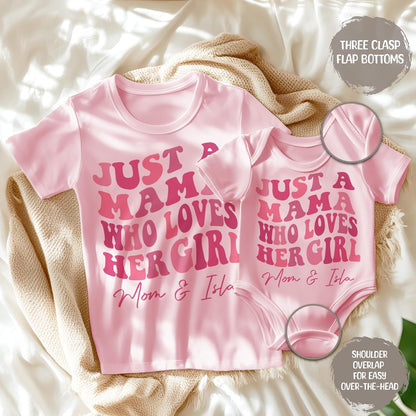 Personalized Matching Mommy and Baby Shirt Set – Mother and Child Outfit – Custom Name Cotton T-Shirt & Bodysuit – Gift for Mom – Mother’s Day, Baby Shower, Family Photo Outfit Blue