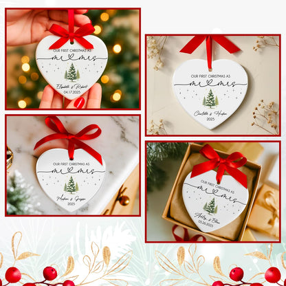 Personalized Our First Christmas as a Couple Ornament, Custom Newlywed Gift