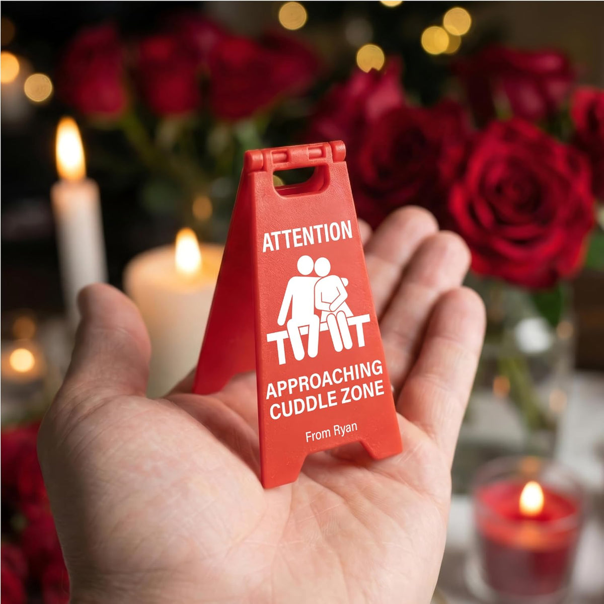 Valentine’s Day Funny Gift for Boyfriend Girlfriend Husband Wife – Custom Mini Floor Sign with Your Text & Name – Cute Tabletop Warning Board – Personalized Romantic Desk Decor & Anniversary Present