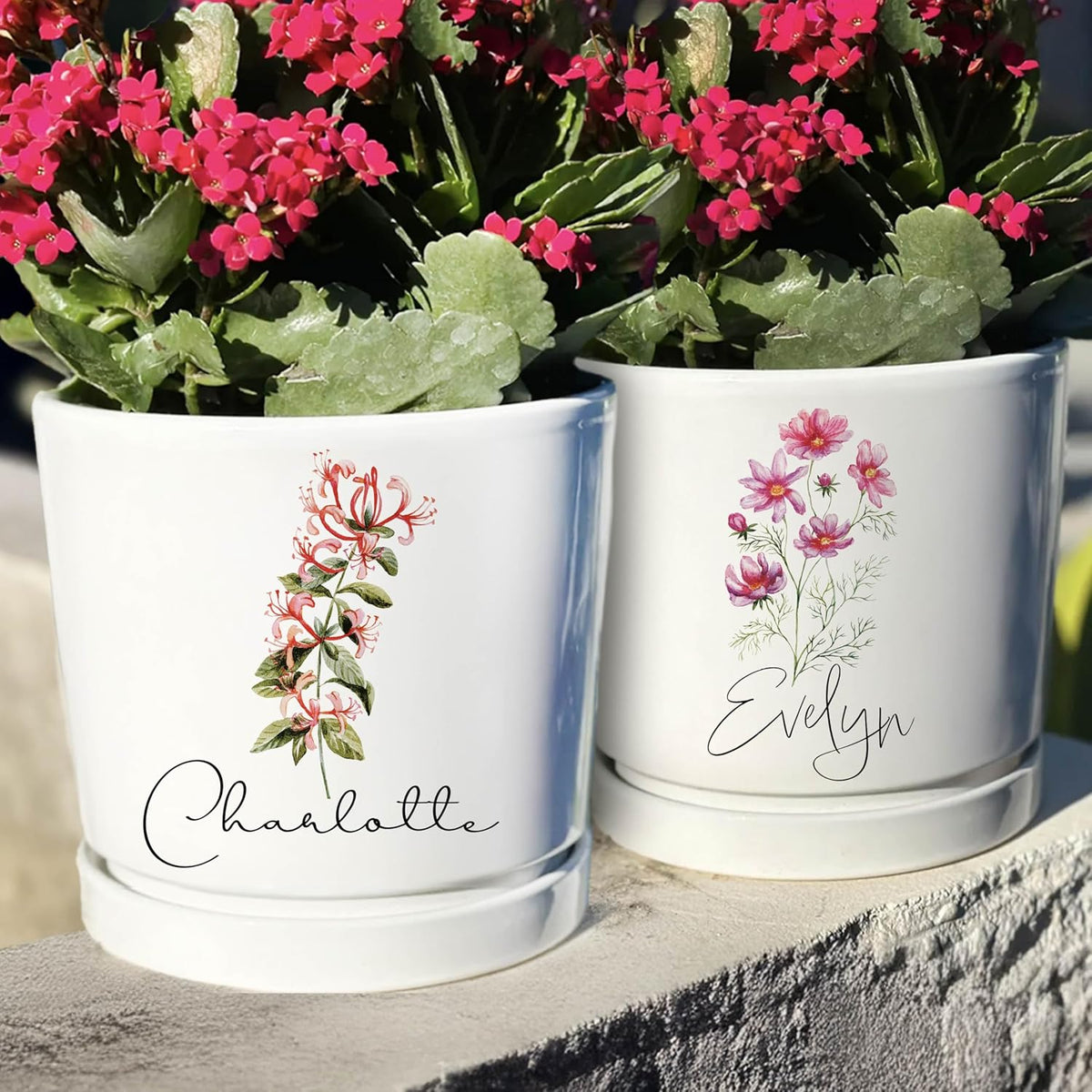 Personalized Grandma Gift - Custom Flower Pot with Names - Ceramic Planter Gift for Mom, Grandma's Garden for Grandma