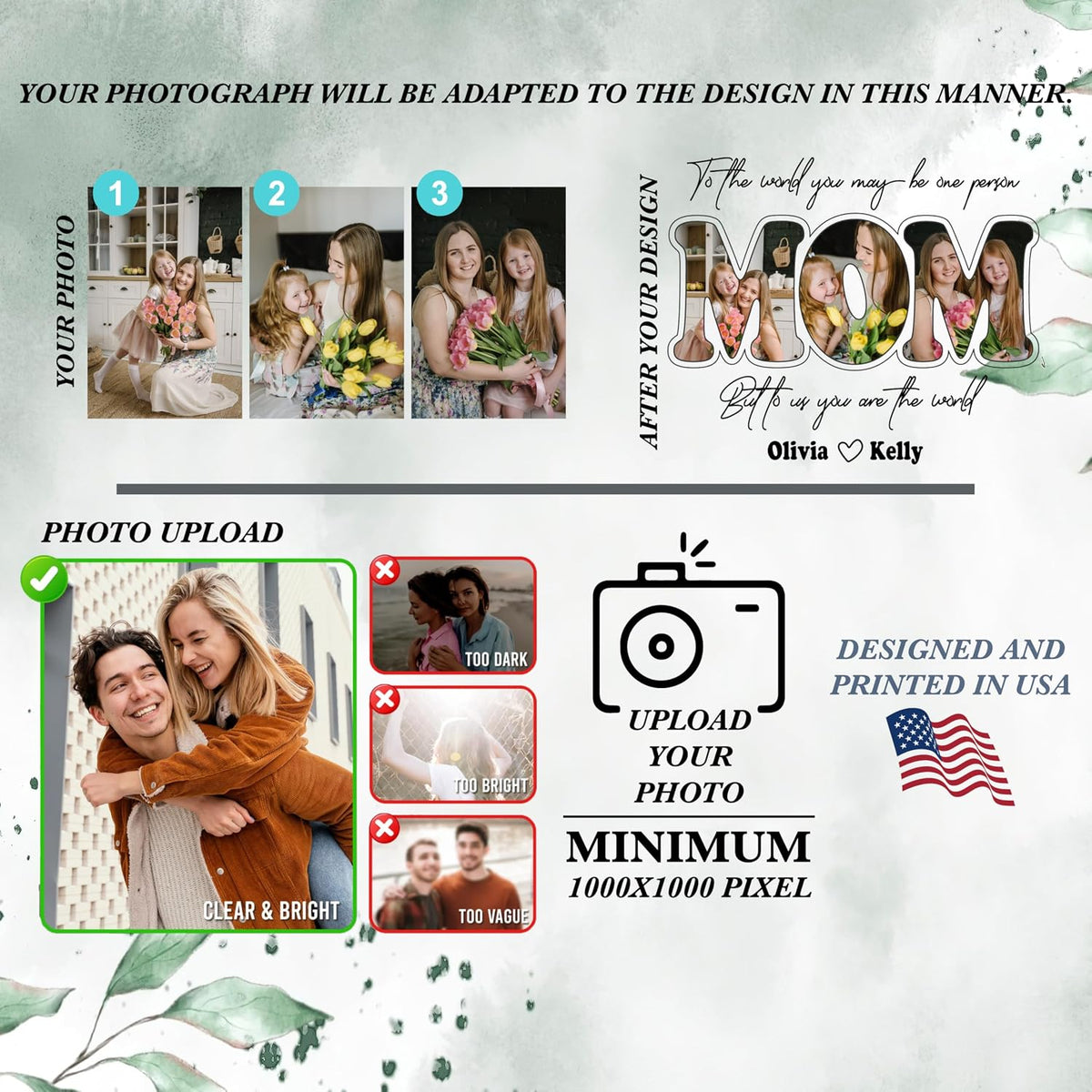 Custom Mom T-Shirt with Family Photos for Mother's Day, Birthdays, or Any Occasion - Personalized Apparel for Moms - Comfortable, and Unique - Upload Your Photo Black