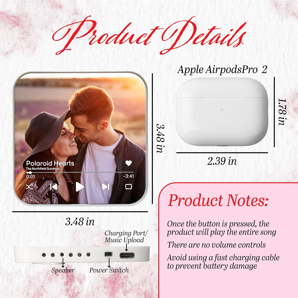 Personalized Music Fridge Magnet with Photo, Custom Song