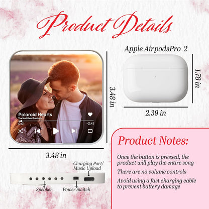 Personalized Music Fridge Magnet with Photo, Custom Song