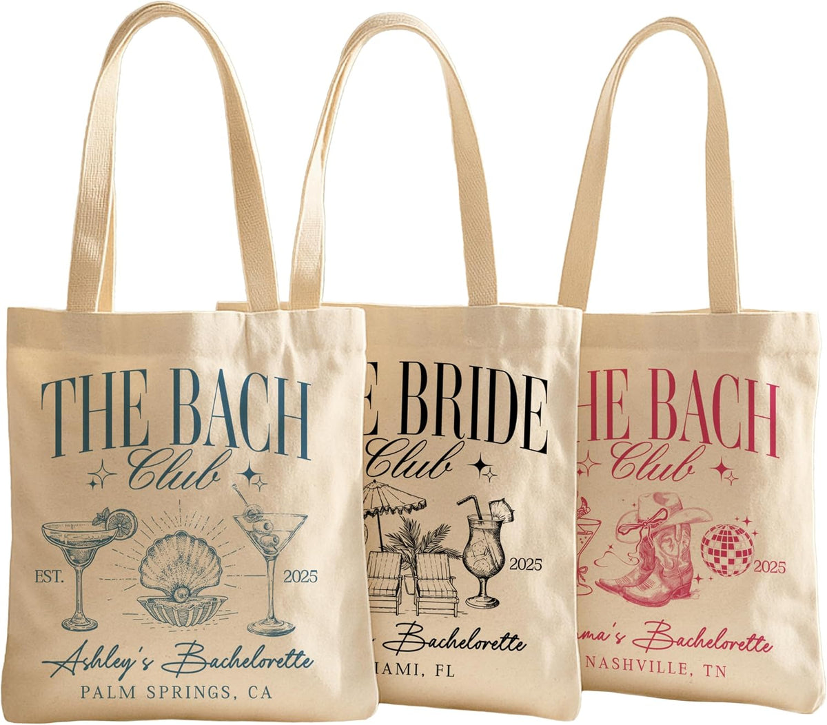 Zexpa Apparel Personalized Bridesmaid Bachelorette Tote Bags – Custom Canvas Wedding Party Gifts for Bride Tribe – Reusable Bridal Shower Favors for Beach, Shopping, Engagement, Girls Weekend, Travel