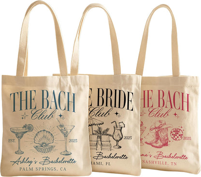 Zexpa Apparel Personalized Bridesmaid Bachelorette Tote Bags – Custom Canvas Wedding Party Gifts for Bride Tribe – Reusable Bridal Shower Favors for Beach, Shopping, Engagement, Girls Weekend, Travel
