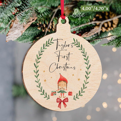 Custom Babys First Christmas Ornament for Holiday Tree Decoration, Personalized Xmas New Baby Stocking & Gift Tag for Boy and Girl