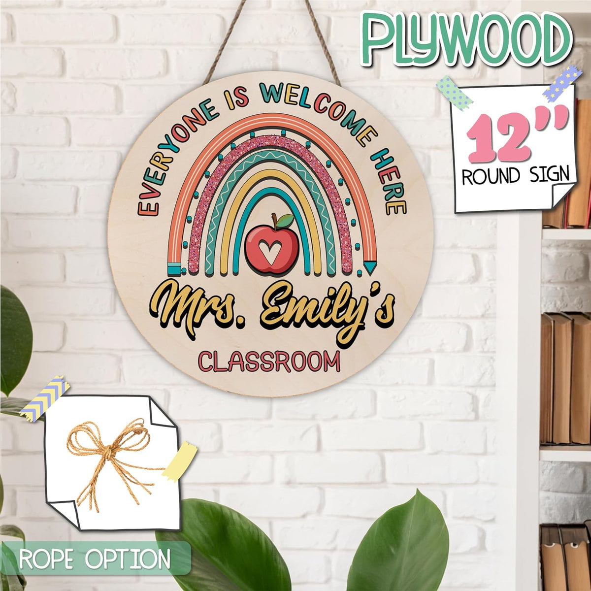 Personalized Teacher Door Hanger with Name, Custom Back to School Gift
