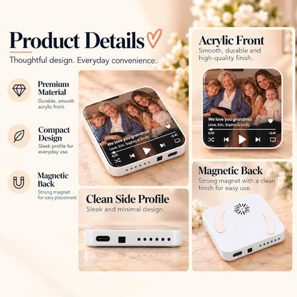 Custom Baby Heartbeat Music Fridge Magnet with Ultrasound Photo and Name