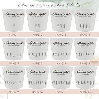 Personalized Grandma Gift - Custom Flower Pot with Names - Ceramic Planter Gift for Mom, Grandma's Garden for Grandma