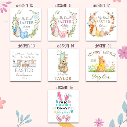 My First Easter Baby Bodysuit Personalized, Custom Name and Year Easter Outfit, Bunny and Carrot Design Infant One Piece, First Easter Keepsake Gift, Easter Photo Outfit, Spring Baby Clothes