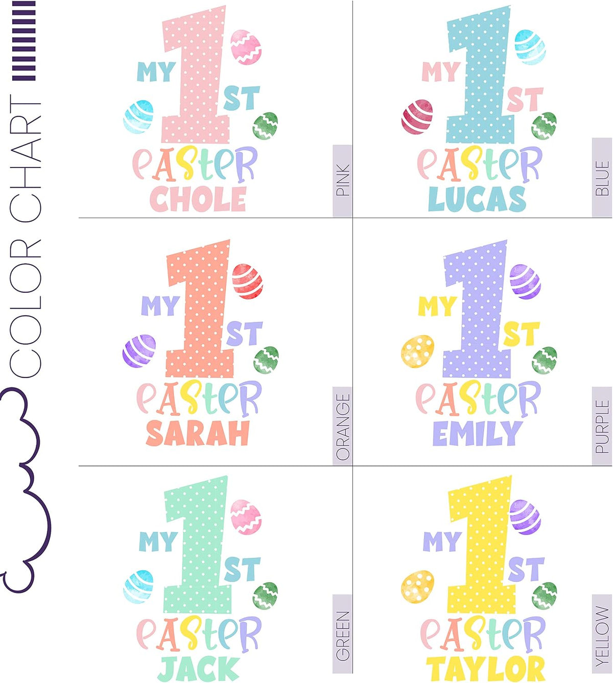 Personalized Easter Initial Baby Onesie Gifts with Name - Customized Girl Bodysuit - Custom Egg Hunt Infant Boy Clothes for New Born, 6 Months, 12 Months, 18 Months and 24 Months - White