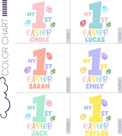 Personalized Easter Initial Baby Onesie Gifts with Name - Customized Girl Bodysuit - Custom Egg Hunt Infant Boy Clothes for New Born, 6 Months, 12 Months, 18 Months and 24 Months - White
