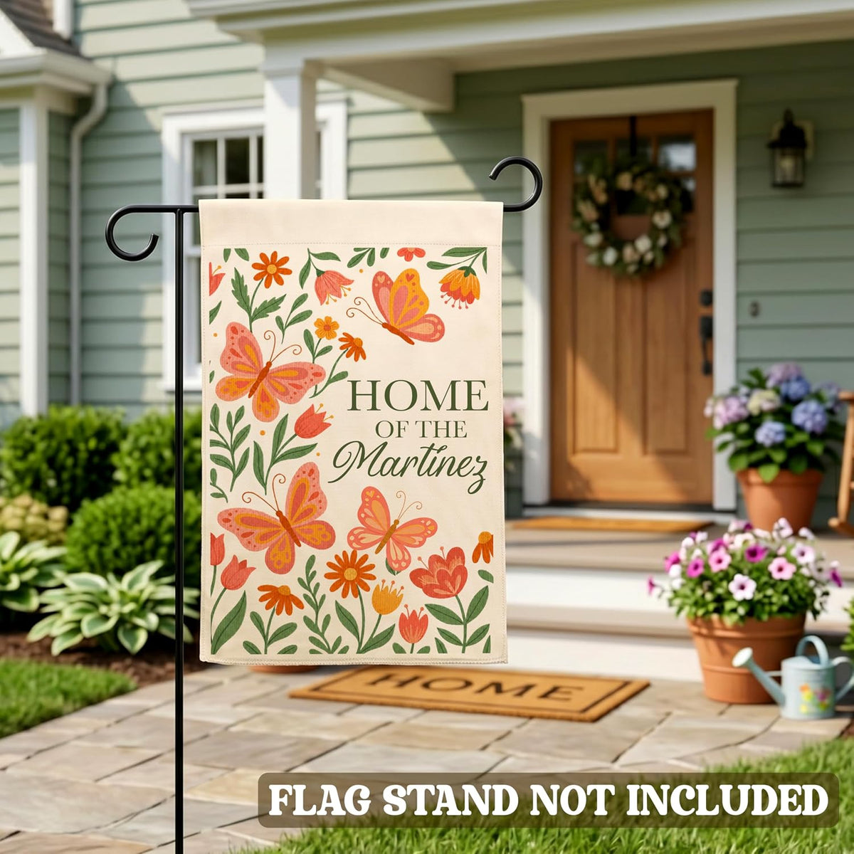 Personalized Camping Garden Flag 13x18 Inch Double Sided, Custom Family Name Welcome to Our Campsite Yard Flag