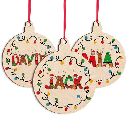 Personalized Christmas Ornament with Name, Custom Wooden Tag