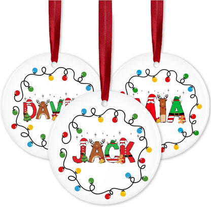 Custom Ceramic Christmas Ornaments - Personalized Monogrammed Name Tree Decorations - Holiday Keepsake with 2025 Year, Letter & Name for Friends Tag for Mother