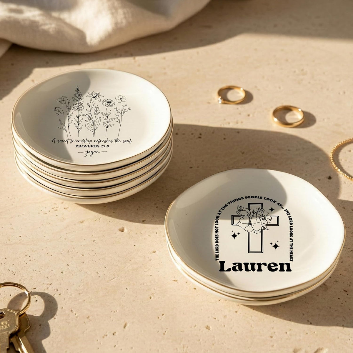Personalized Ring Dish with Name, Custom Jewelry Tray Gift for Women, Bridesmaids, Mom, Grandma, or Best Friends