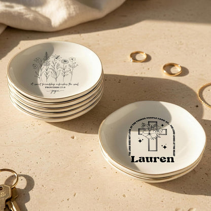 Personalized Ring Dish with Name, Custom Jewelry Tray Gift for Women, Bridesmaids, Mom, Grandma, or Best Friends