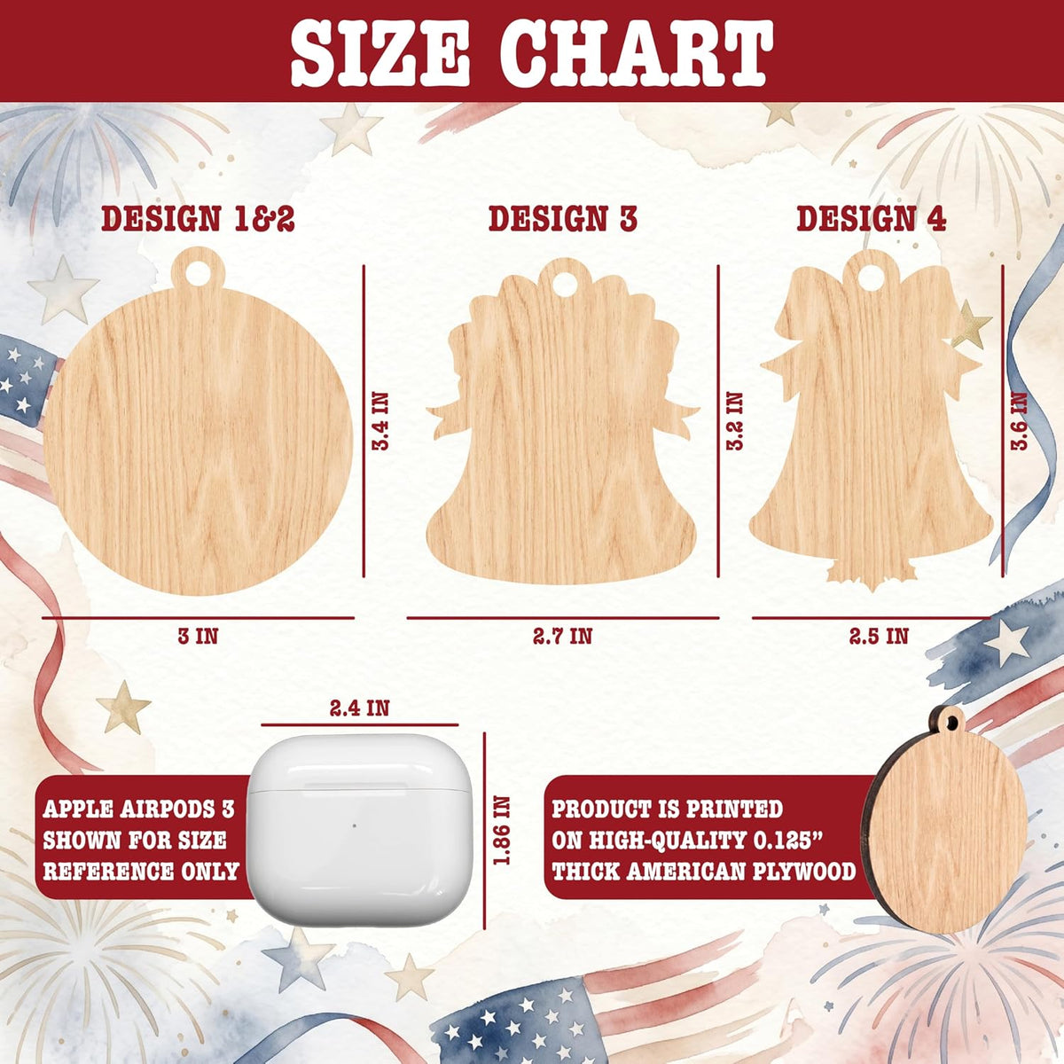 Personalized USA 250th Anniversary Wooden Ornament, Custom Family Name Patriotic Christmas Ornament
