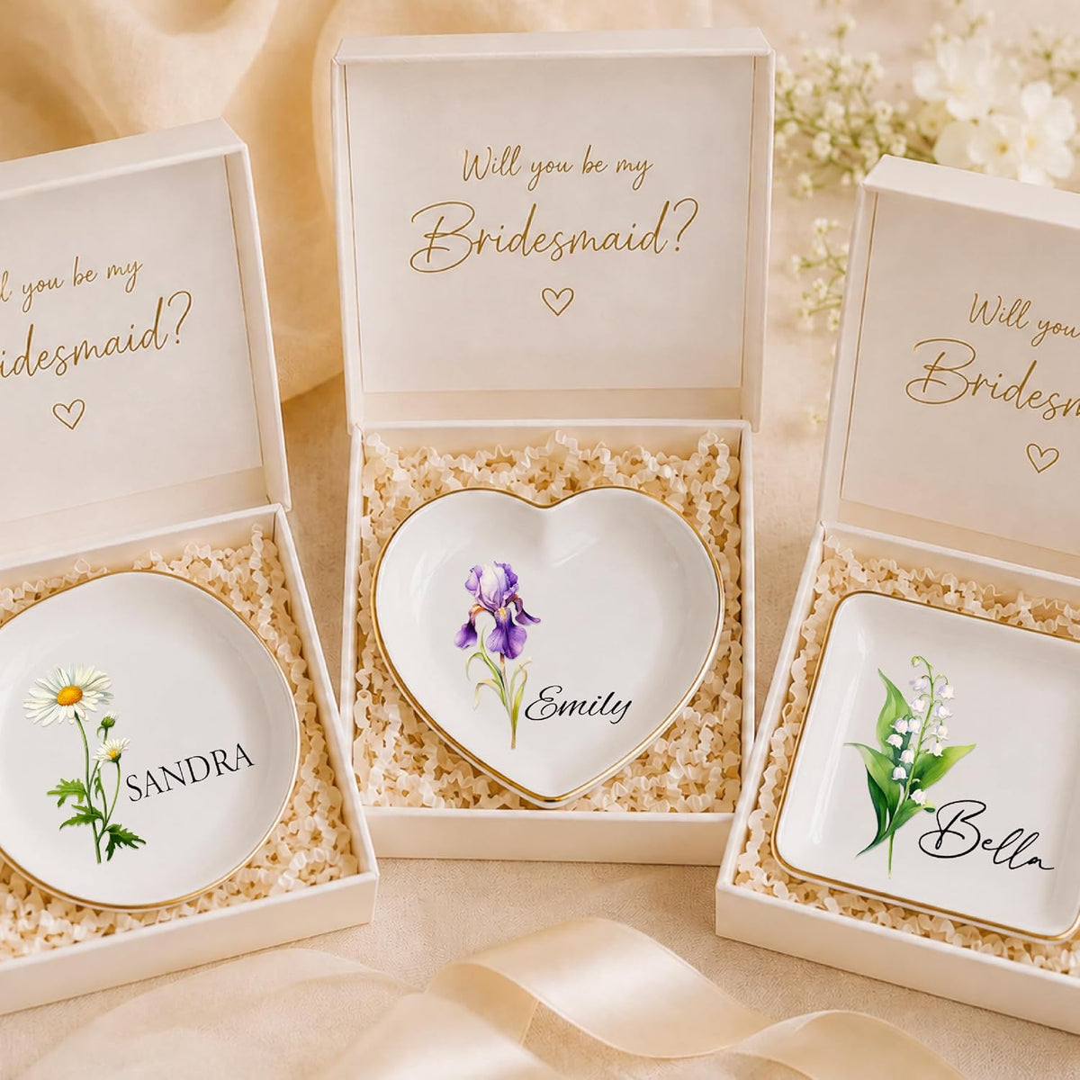 Personalized Ring Dish with Name, Custom Jewelry Tray Gift for Women, Bridesmaids, Mom, Grandma, or Best Friends