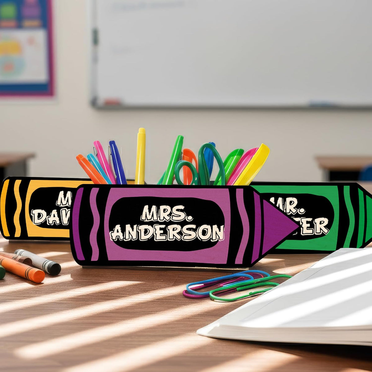 Personalized Teacher Pencil Holder with Name, Custom Desk Organizer Gift