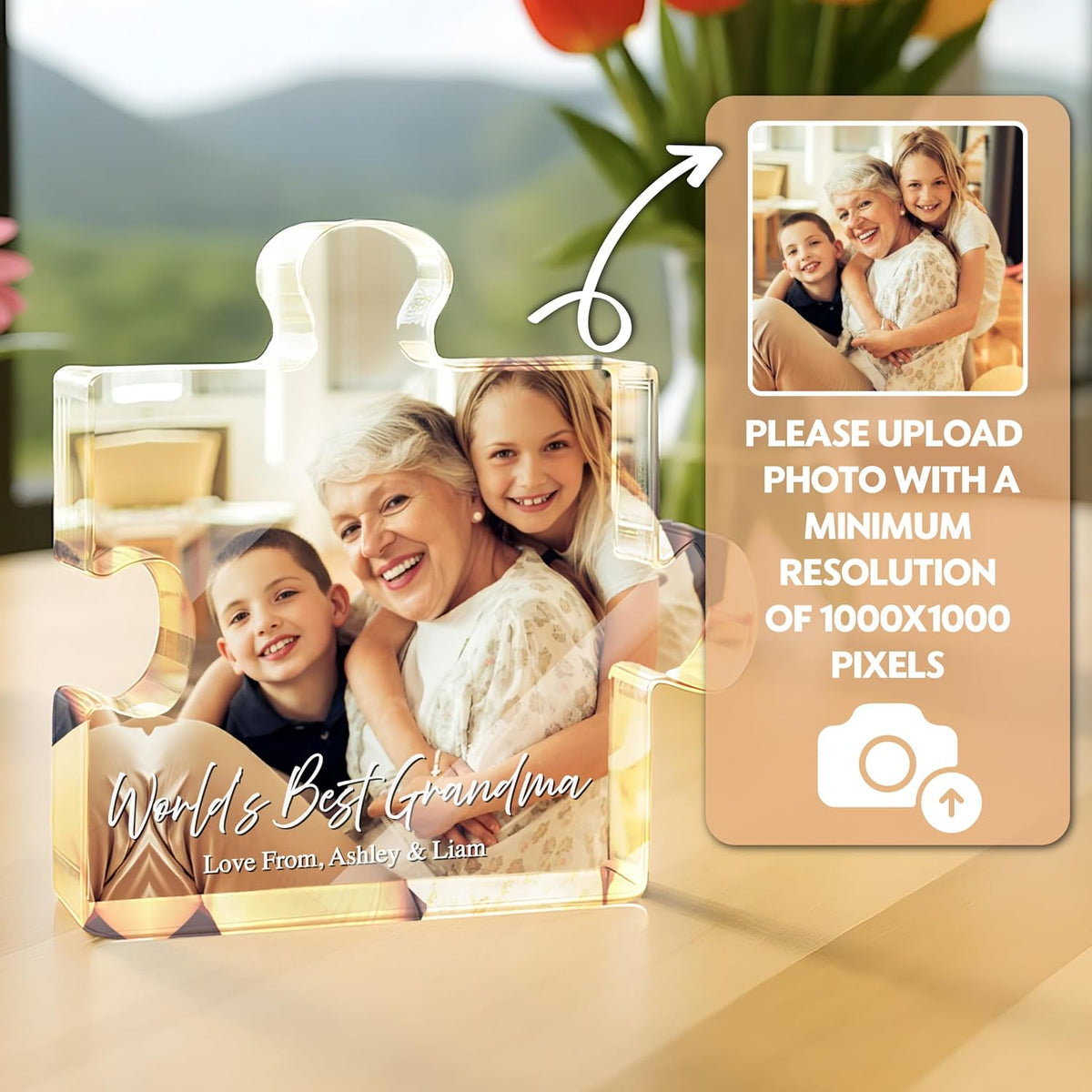 Personalized Acrylic Block Gift for Mom – Custom Photo and Text Decoration Piece for Home or Office – Cute Mother’s Day Gift from Daughter or Son – Unique Keepsake for Birthday or Christmas