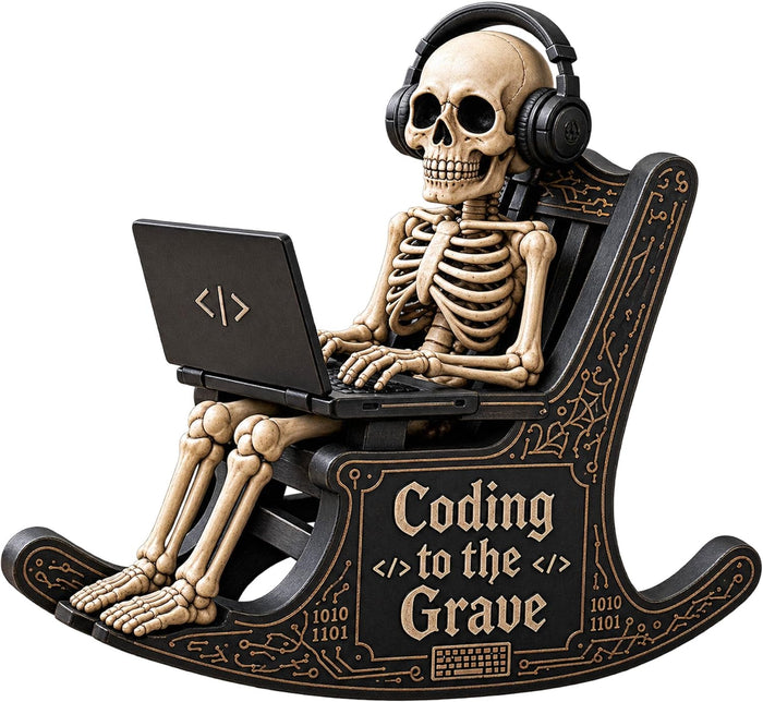 Halloween Skeleton Desk Decor, Vintage Wooden Office Decoration, 4 Inch