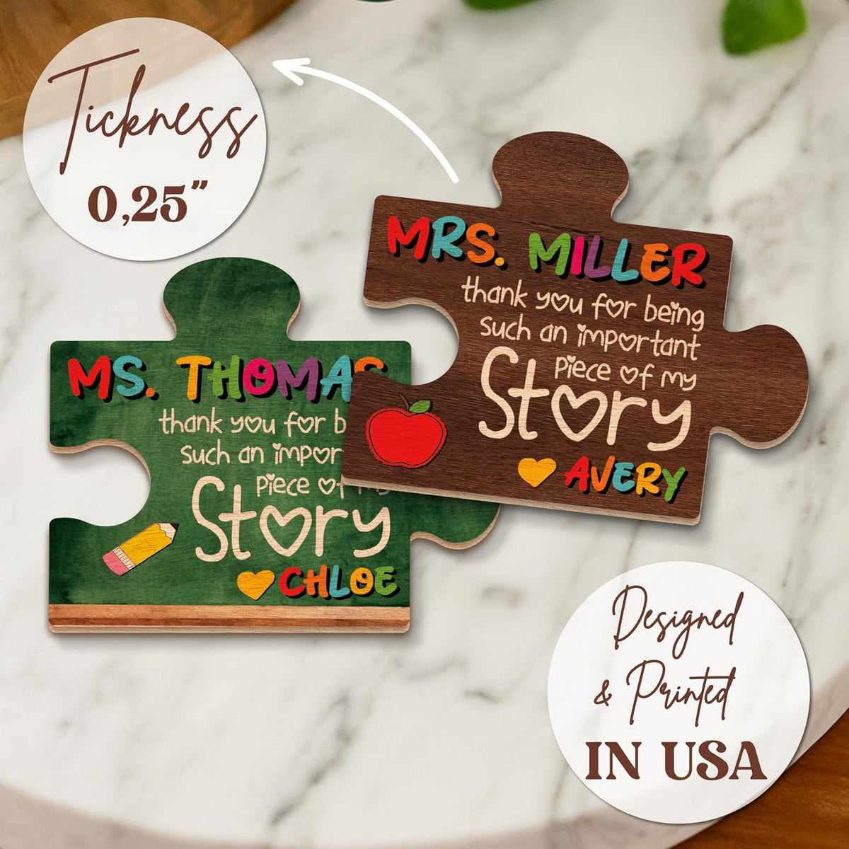 Personalized Teacher Magnet Gift – Custom Puzzle Piece Fridge Magnet with Name – Teacher Appreciation, End of Year Thank You Gift from Student, Back to School or Teacher’s Day Present