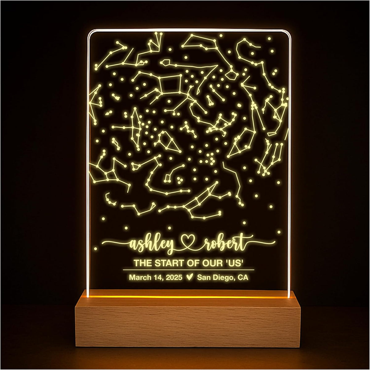 Personalized Star Map LED Sign with Date, Custom Night Sky Gift for Couples
