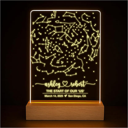 Personalized Star Map LED Sign with Date, Custom Night Sky Gift for Couples