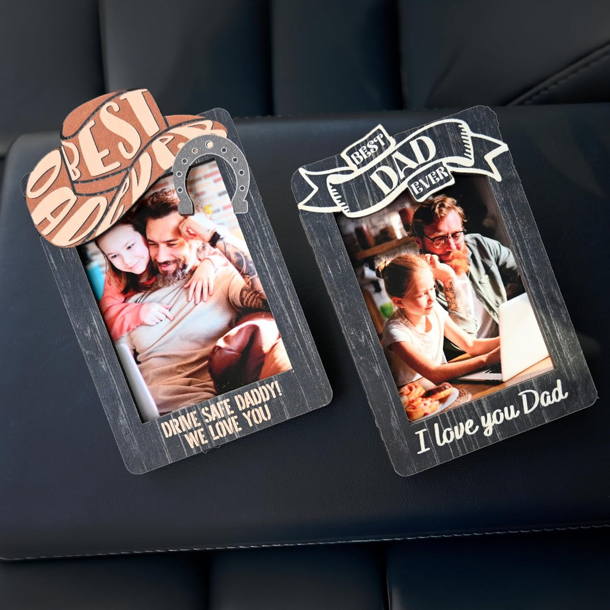 Personalized Car Visor Photo Clip – Custom Acrylic Picture Holder with Text, Gift for Dad, Mom, Husband, Wife, or Girlfriend