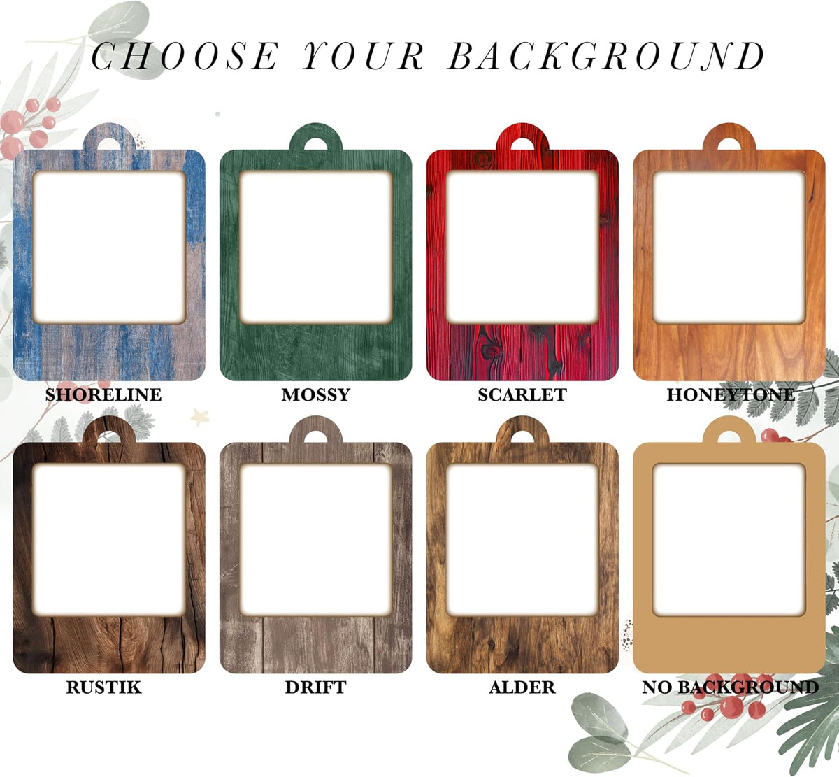 Personalized Wooden Photo Frame Ornament - Custom Plywood Christmas Tree Hanging Decoration with Name & Text - Wedding, Baby, Family Picture Keepsake Gift - 8 Color Options, Add Your Photo
