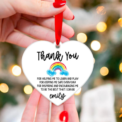Teacher Appreciation Gift – Heart‑Shaped Thank You or Happy Retirement Ornament – Personalized Teacher Name & Student Names – End of Year, Christmas, Mother’s Day or Back to School Keepsake