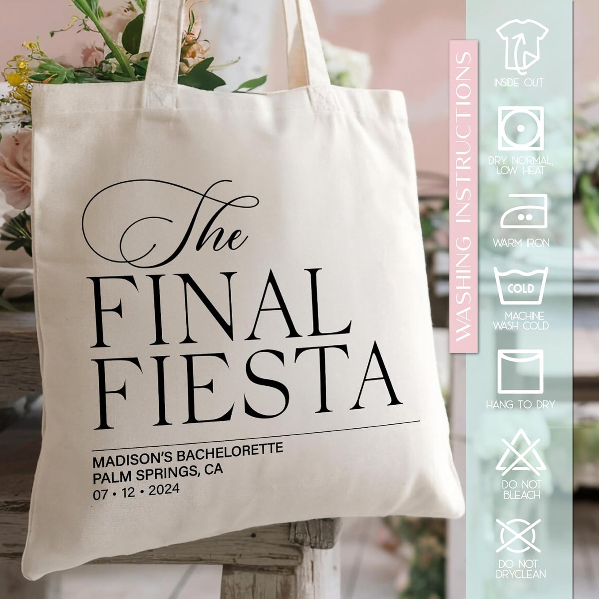 Personalized Bachelorette Tote Bag, Custom Canvas Bridal Party Beach Gift