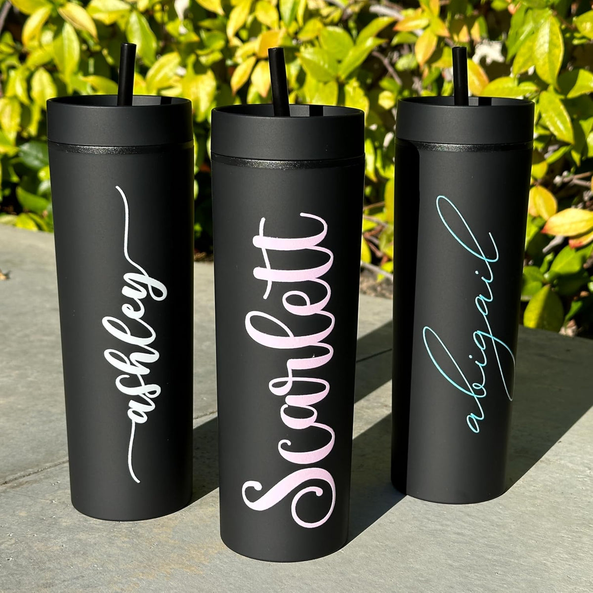 Personalized Skinny Tumbler with Name, Custom 20oz Insulated Cup for Women