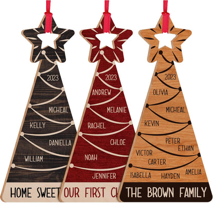 Personalized Christmas Tree Star Ornament with Family Names Gift, 2023 Custom Xmas Tree Decor, Gifts for Grandparents