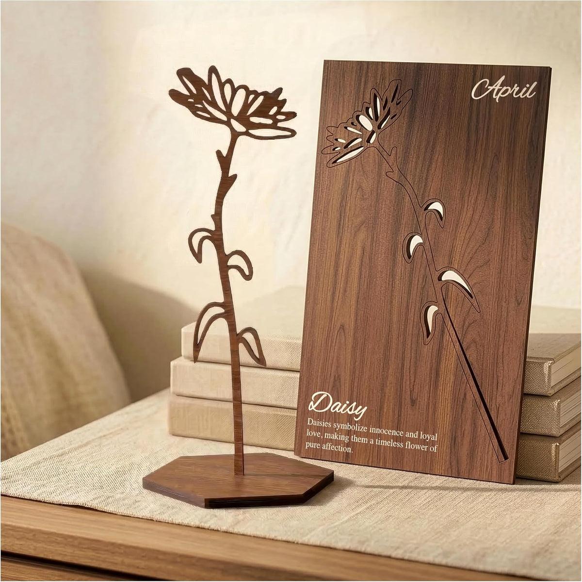 Birth Month Flower Wooden Decor, Grandma Mothers Day Gift for Mom Nana Gigi, Elegant Floral Home Decor, Birthday Christmas Gift