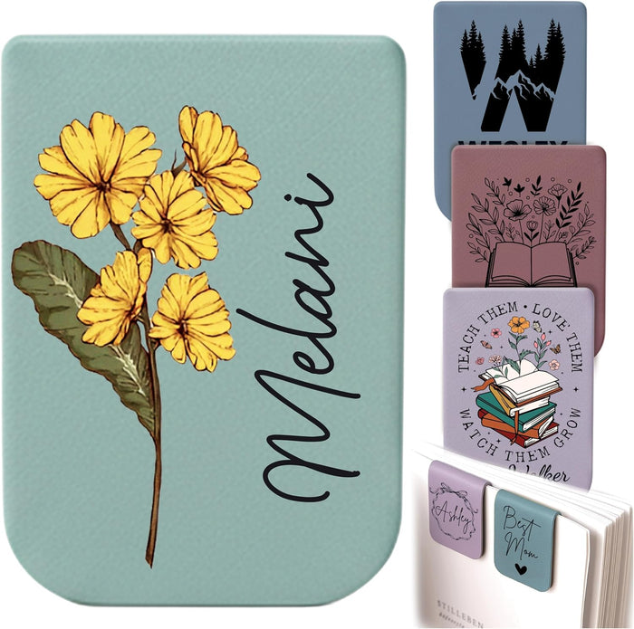 Personalized Magnetic Bookmark with Name, Custom Name Page Marker for Readers, Teachers, and Students, Floral and Botanical Design